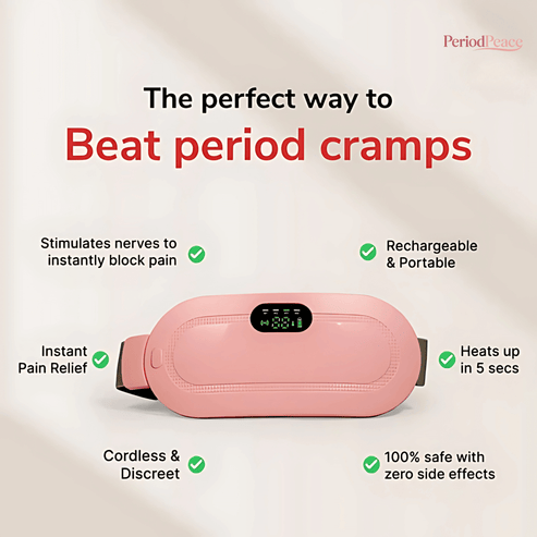 Period Cramp Relief Heating Pad Belt for Women – Rechargeable, Adjustable, Fast Pain Relief with Massage & Heat Therapy