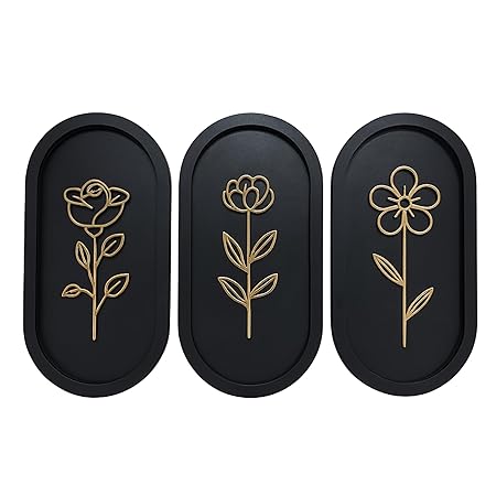 3 Piece Wooden Floral Wall Art Set | Modern Wall Decor for Living Room, Bedroom & Office | Elegant Home Decoration Panels